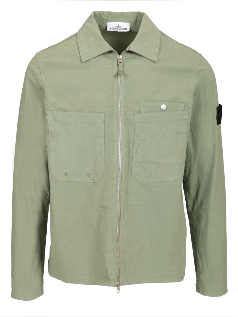Stone Island Authentic Overshirt Jacket LARGE Men's Olive Green Zip Up